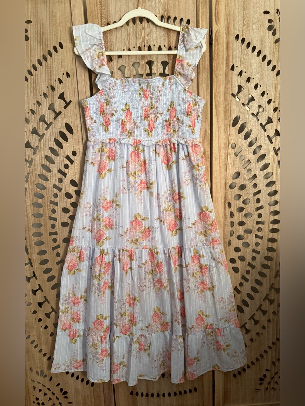 Rewind Floral Smocked Tiered Maxi Dress Cottagecore Boho Prairie XL - Picture 2 of 8